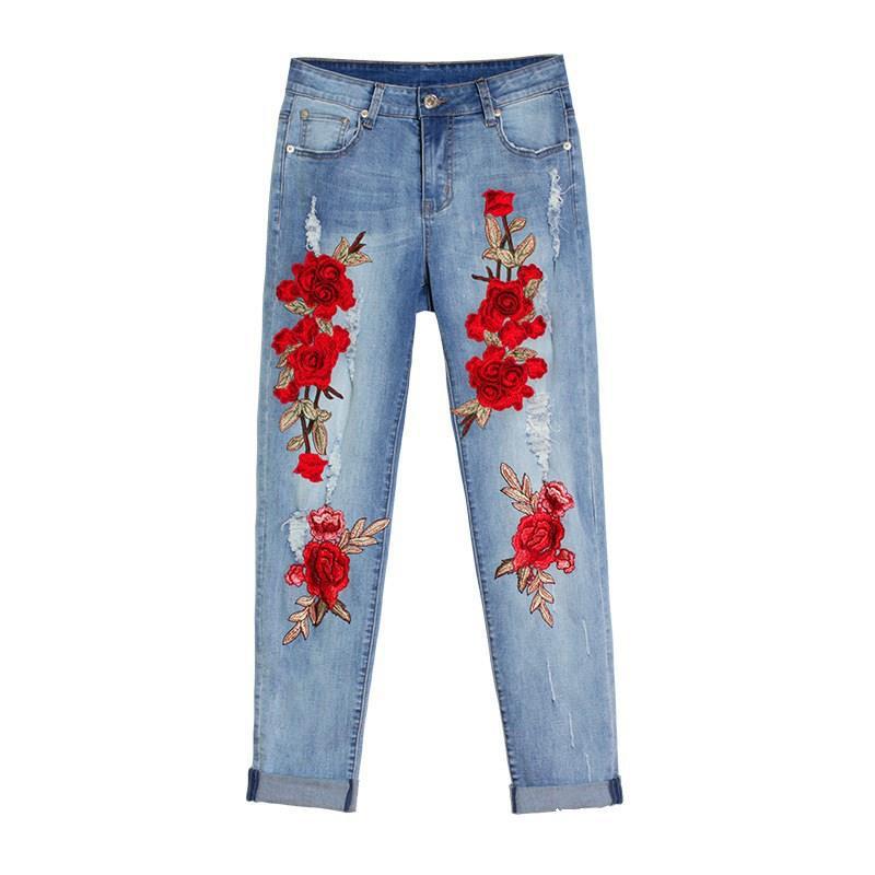 Long Jeans Loose Women Hole Pants