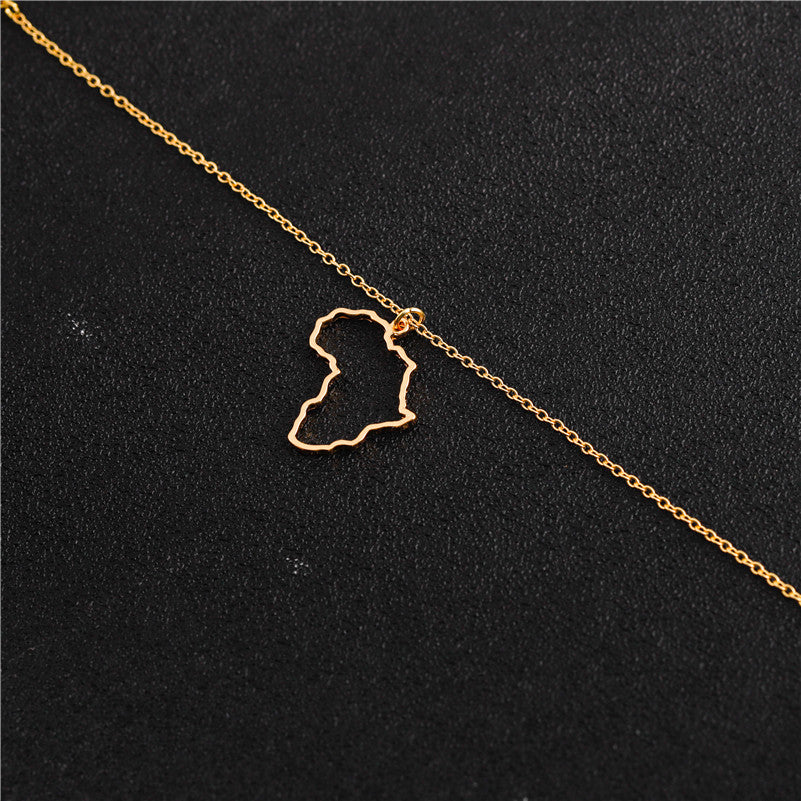 Outline africa map clavicle necklace