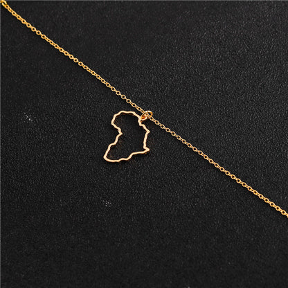 Outline africa map clavicle necklace