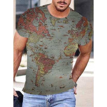 New Map Anchor Print Short-Sleeved T-Shirt Multicolor