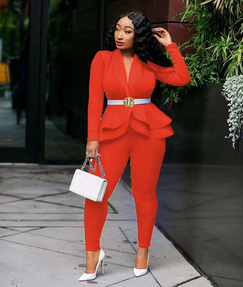 Elastic Bazin 2 Two Piece Set Top and Pants Suit