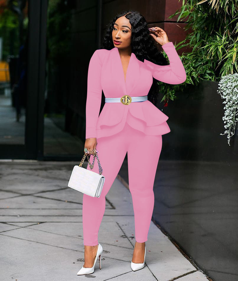 Elastic Bazin 2 Two Piece Set Top and Pants Suit