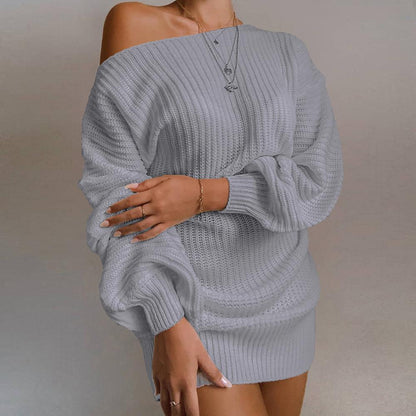 Women Off Shoulder Knitted Sweater Dress