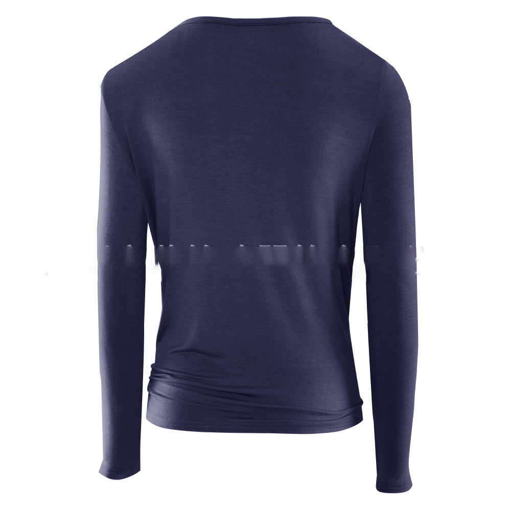 Nice-Forever Winter Women Pure Color Bandage Casual T-Shirts