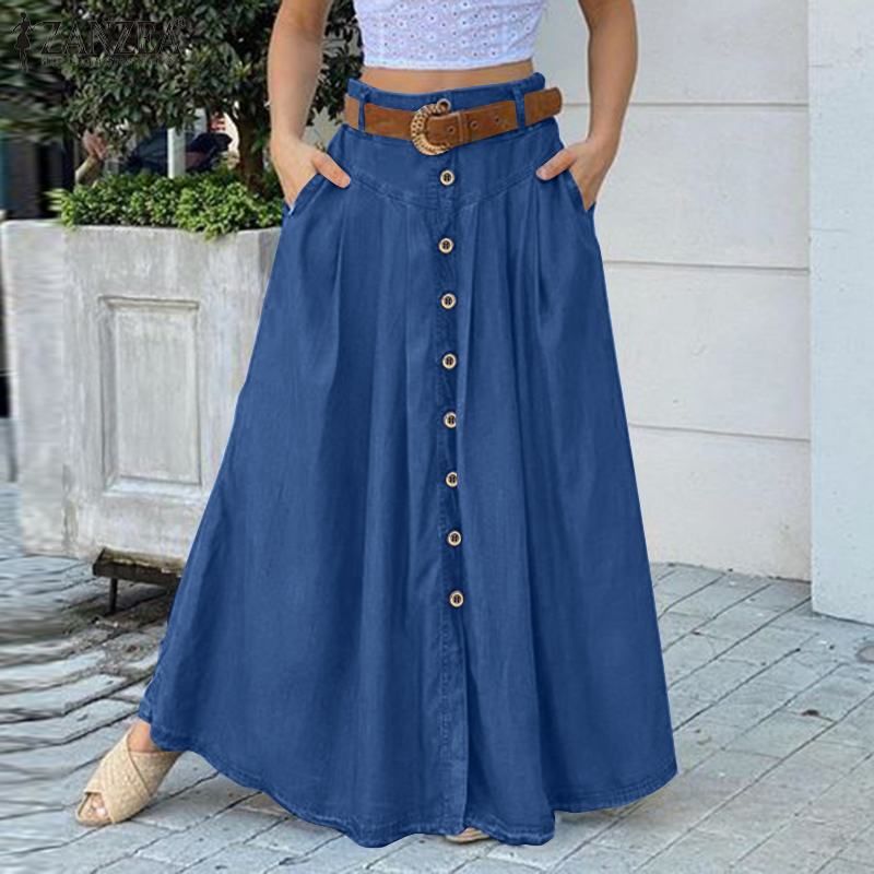 Stylish Women's Skirts Spring High Waist Solid Long