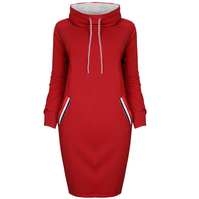 Ladies Winter Hooded Dresses Women Dress