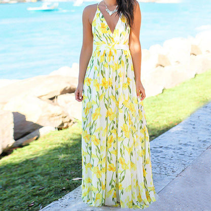 Strap print beach dress