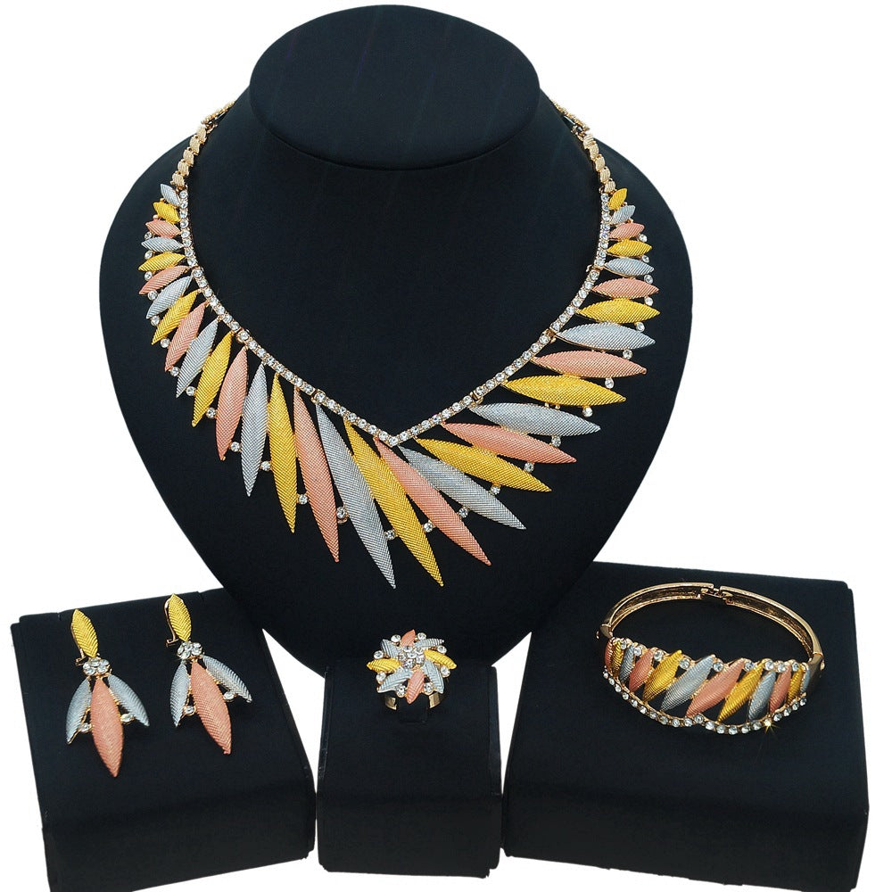 Four-Piece Necklace  Bracelet Ring Earrings Jewelry Set