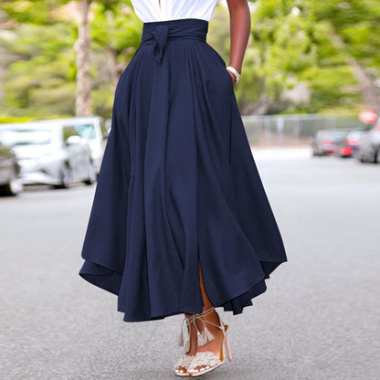 Women Summer Vintage Zipper Long Maxi Skirts