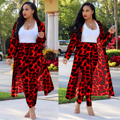 Women's Long-sleeved Leopard Print Suitcoat Suits