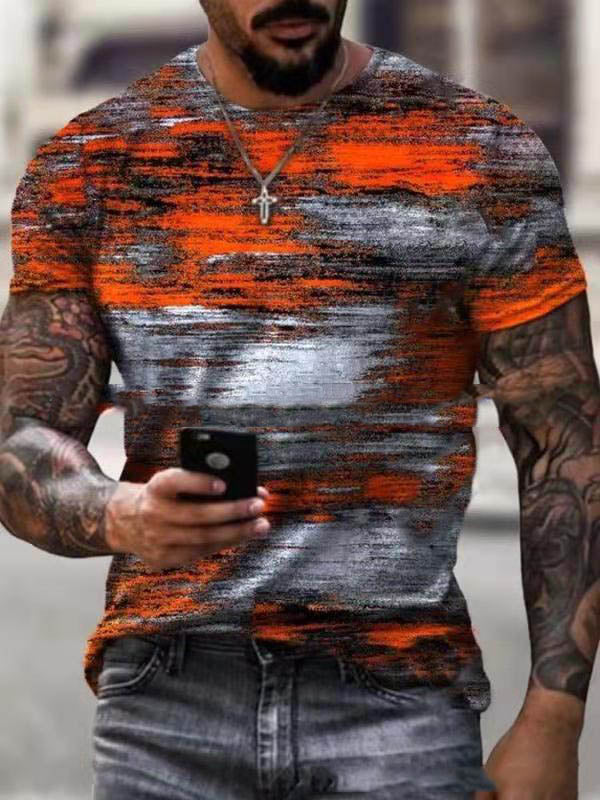 Men's Color Matching 3D Graphic Print Short Sleeves