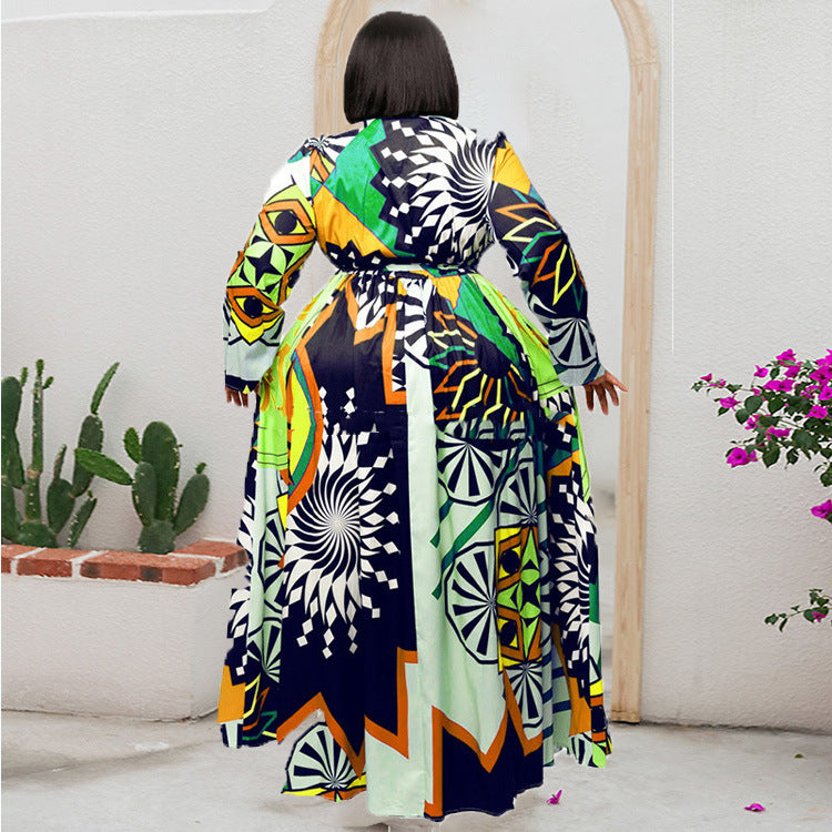 Long African Robe Print Maxi Dress