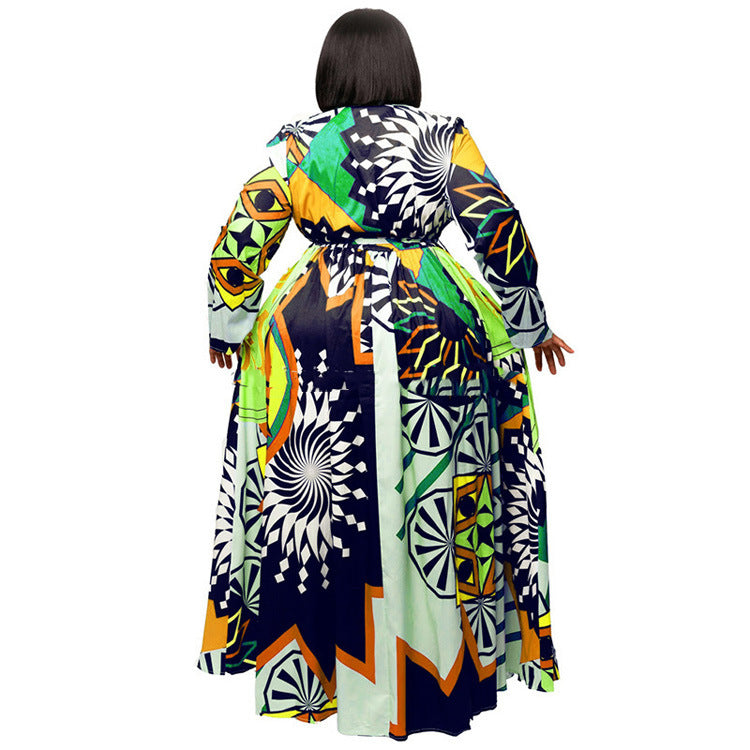 Long African Robe Print Maxi Dress