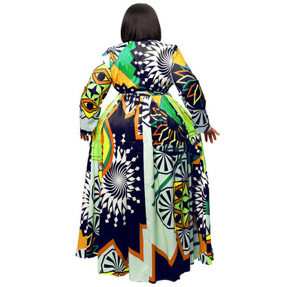 Long African Robe Print Maxi Dress