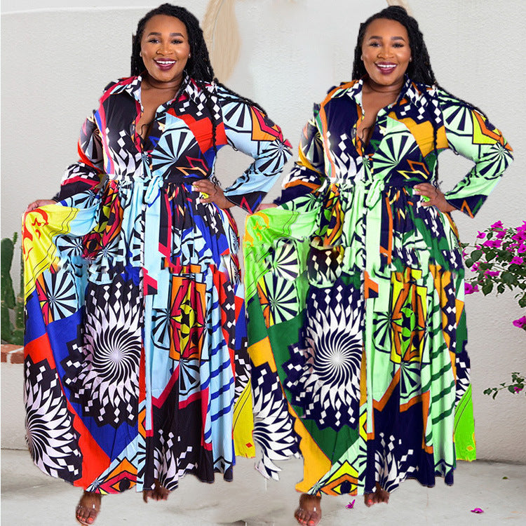 Long African Robe Print Maxi Dress