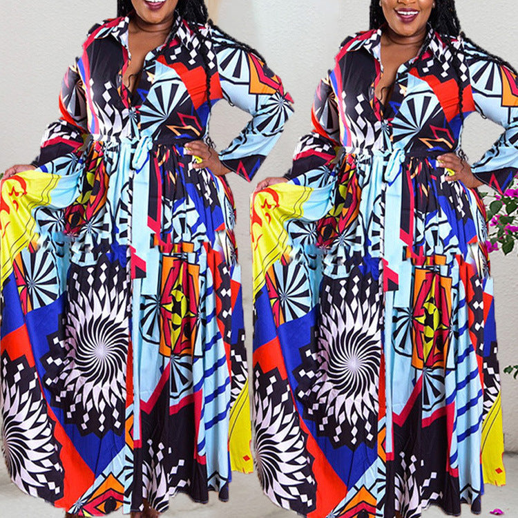 Long African Robe Print Maxi Dress