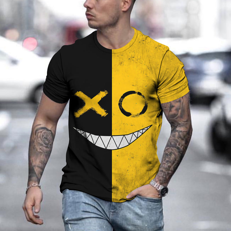 Men's Digital Smiley Print Short Sleeve