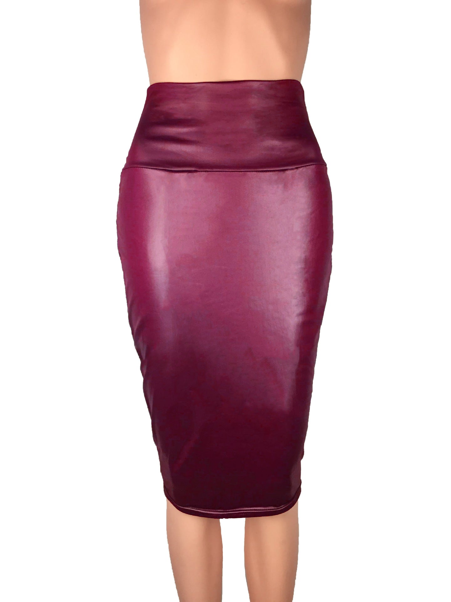 Women High Waist Faux Leather Pencil Skirt Bodycon Office Skirts