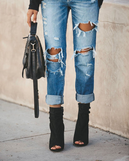 Large ripped jeans