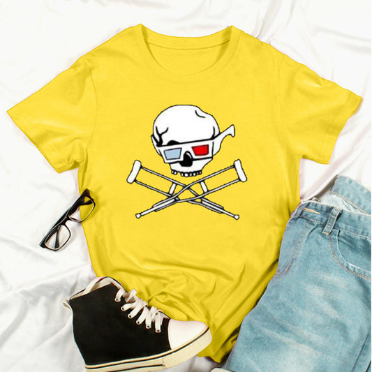 Skull Print Fashion Short-Sleeved T-Shirt