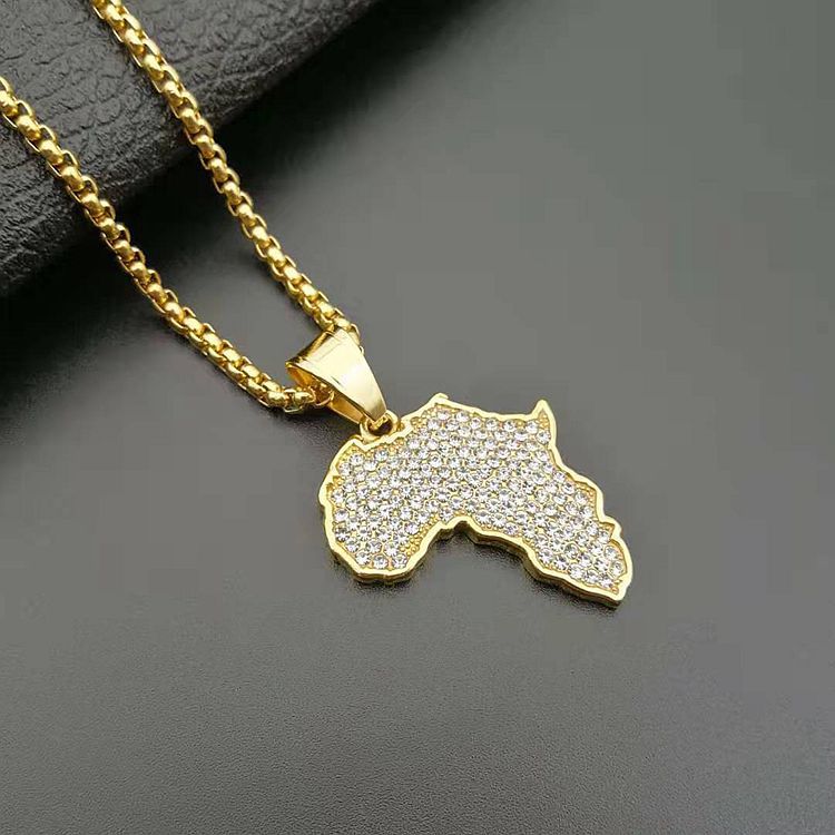 Diamonds Africa map pendant necklace