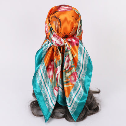 Flower Elegant High-end Imitated Silk Scarves Women