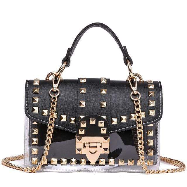 Transparent studded shoulder bag