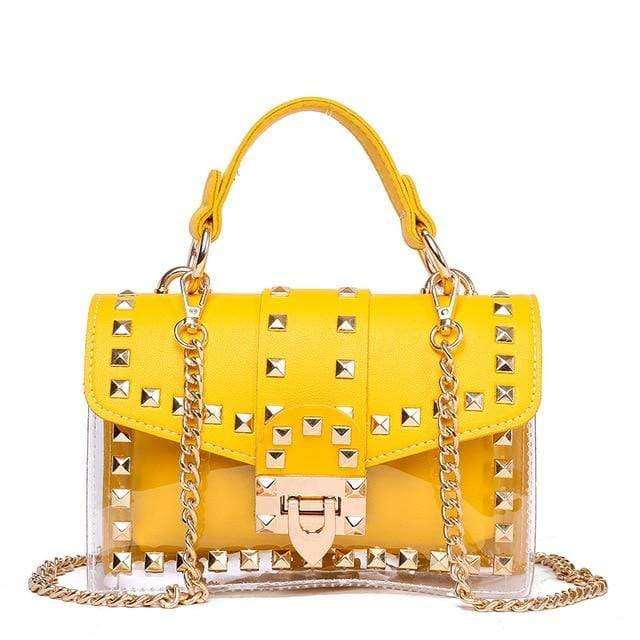 Transparent studded shoulder bag