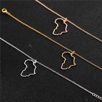 Outline africa map clavicle necklace