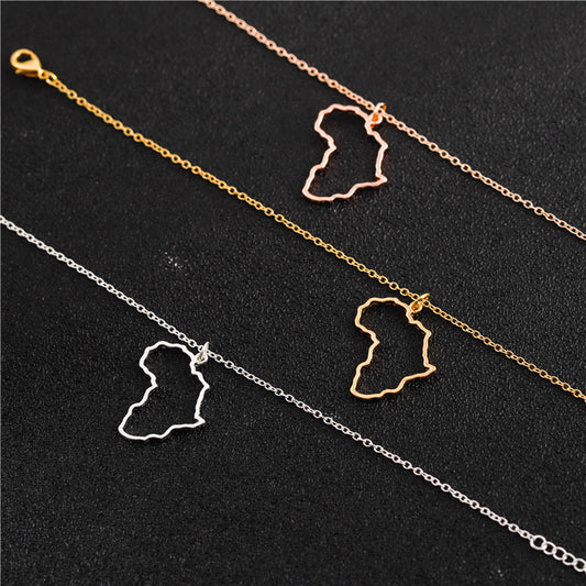 Outline africa map clavicle necklace