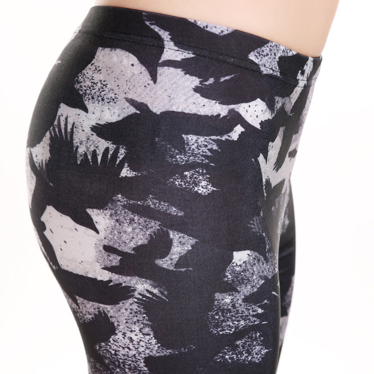 Women Gothic Raven Crow Wild Goose High Waist Punk Rock Pants