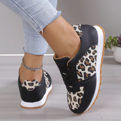 Leopard Print Lace-up Sports Sneakers