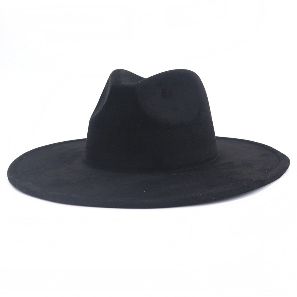 Suede Top Big Brim Flat Edge Gentlemen's Hat