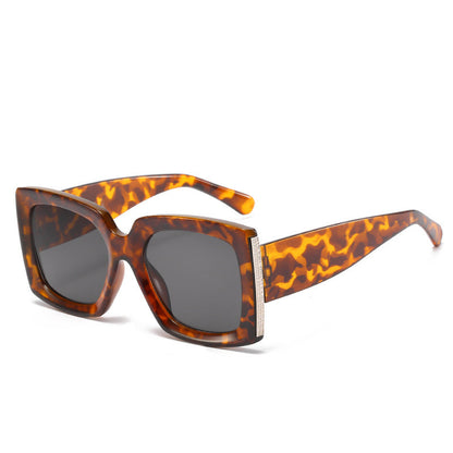 Trendy Large Square Frame Bright  Sunglasses