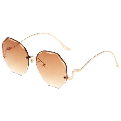 Women's Irregular Rimless Cut Edge Sunglasses