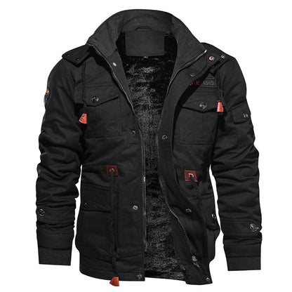 Fleece Hooded Thermal Thick Outerwear Male Military Jacket