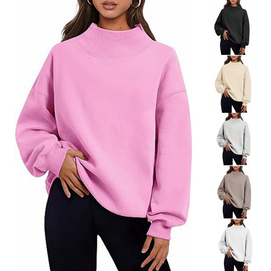 Pullover Sweatshirt Solid Color Loose Tops