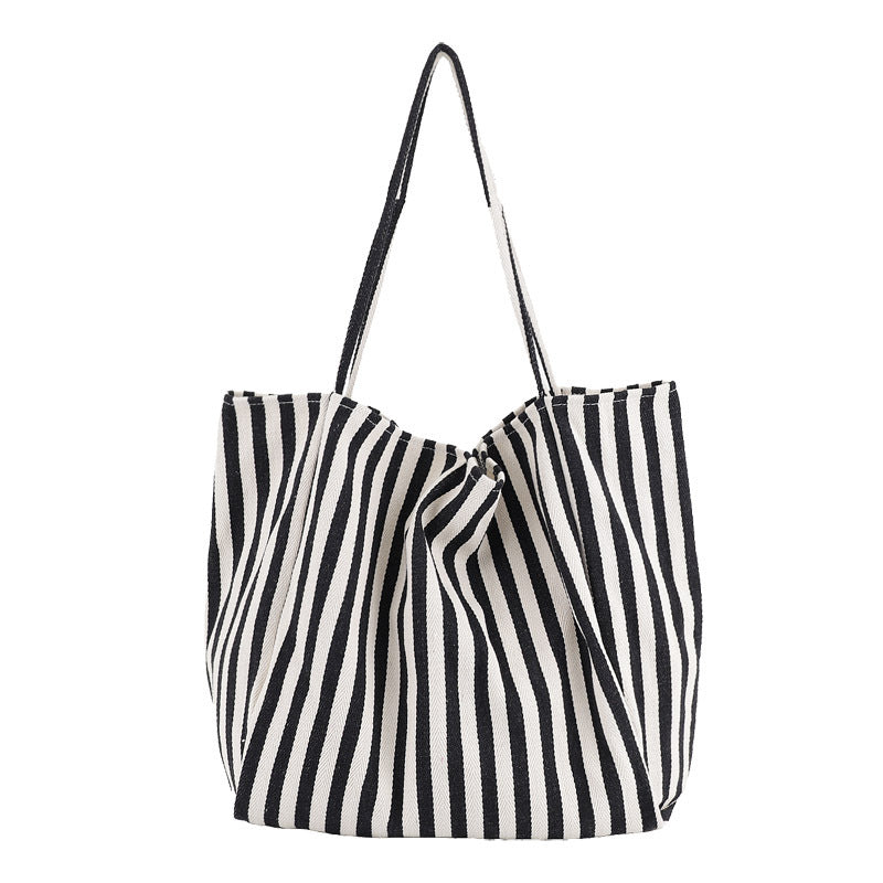 Striped Canvas Bags High Capacity Shoulder Bags