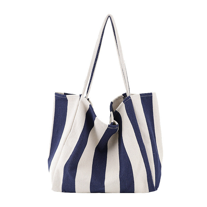 Striped Canvas Bags High Capacity Shoulder Bags