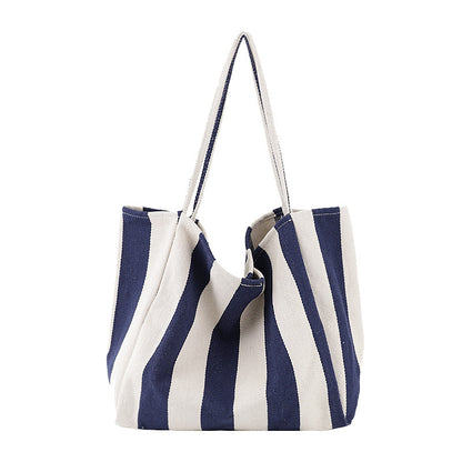 Striped Canvas Bags High Capacity Shoulder Bags