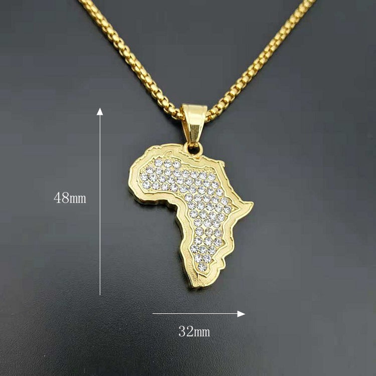 Diamonds Africa map pendant necklace