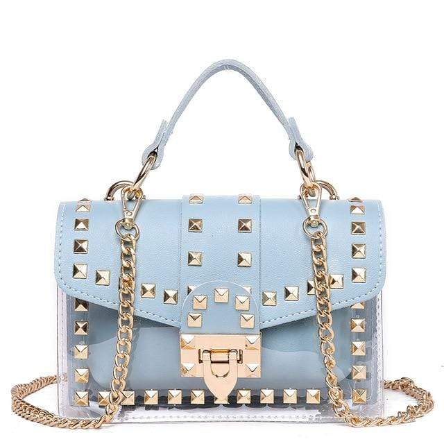 Transparent studded shoulder bag