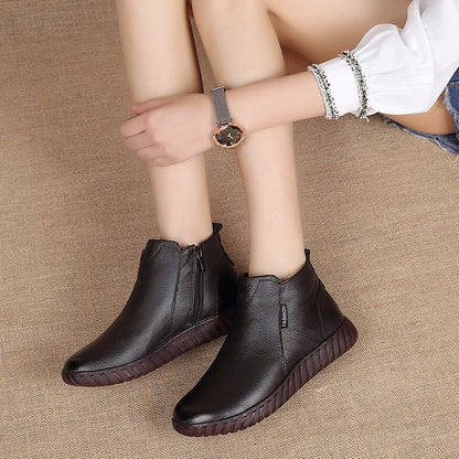 Leather cotton short non-slip boots