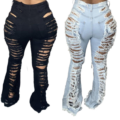 Trendy Unique Jeans Stretch Bell-bottom Pants