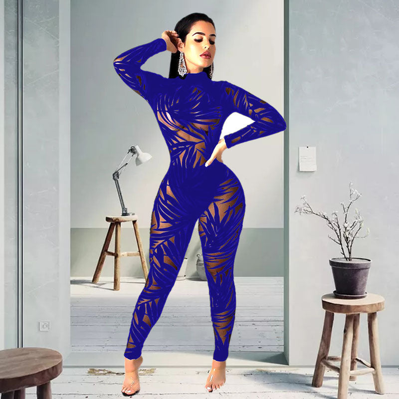 Sexy Mesh Hollow Perspective Jumpsuit