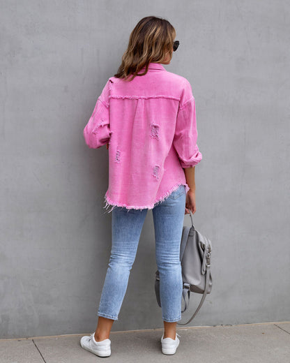 Fashion Ripped Shirt Jacket