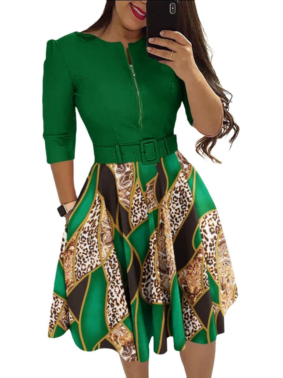 Stylish Temperament Long Sleeves Dress Contains Belt