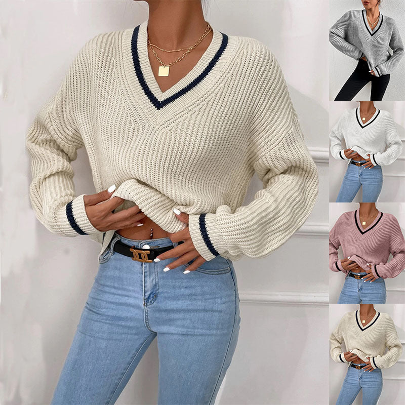 Winter Women's Clothes Cable Knit V Neck Sweaters