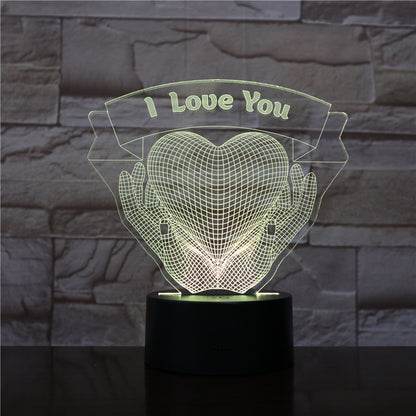 Hands Holding Love 3D Night Light