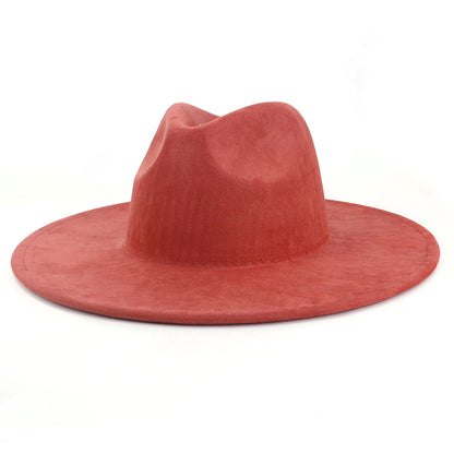 Suede Top Big Brim Flat Edge Gentlemen's Hat